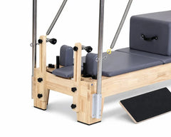DZ132FT-1 oak reformer adjustable footbar, carriage and jumpboard detail