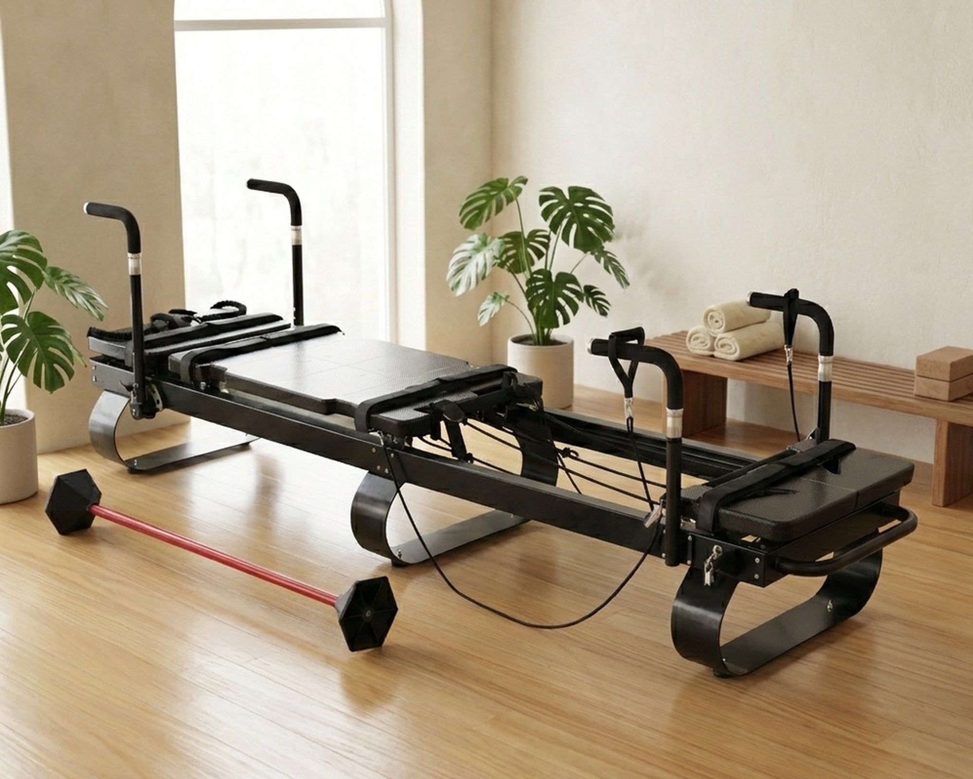 DZ175 black iron frame Mega Reformer for commercial Pilates training