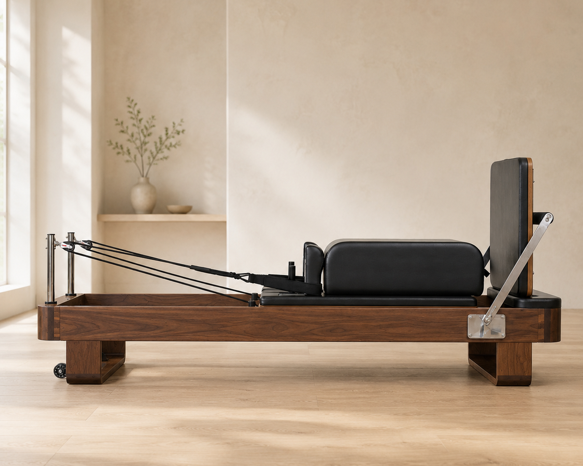 DZ185 maple Pilates reformer distinctive leg design view